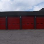 4 Red Commercial Garage Doors with Windows