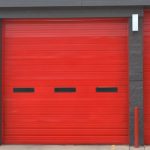Red Garage Door with Windows